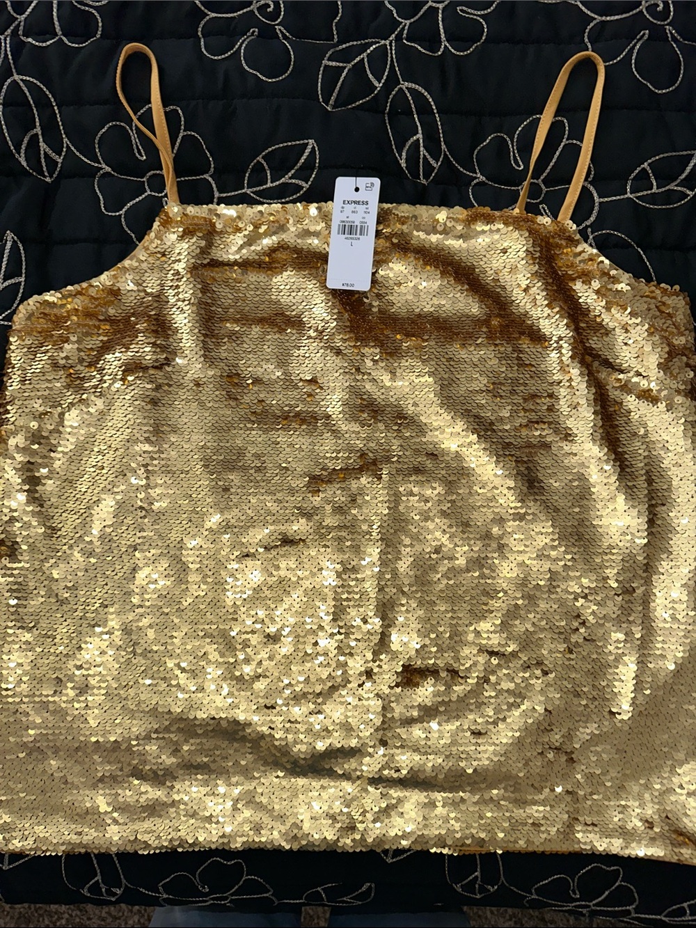 Express Gold Sequin Cami with Thin Straps